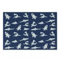 thumbnail image 1 of Shark Cutting Board, Fish Pattern Various Gestures Have a Bite Danger Humor Nautical Design, Decorative Tempered Glass Cutting and Serving Board, Small Size, Violet Blue White, by Ambesonne, 1 of 1