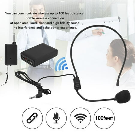 Portable Wireless Headset Microphone System Mic FM Transmitter Receiver For Voice Amplifier Speaker Karaoke