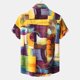 thumbnail image 4 of Camisas De CompresióN Para Hombre Camisa estampada vintage Camisa de hombre Camisa de manga corta Camisa casual Camisa estampada Camisa estampada hawaiana Camisa para hombre (Yellow, M), 4 of 6