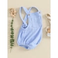 thumbnail image 4 of Musuos Infant Baby Cotton Linen Overalls 0-24 Months Solid Color Sleeveless Square Neck Backless Romper for Boys Girls, 4 of 9