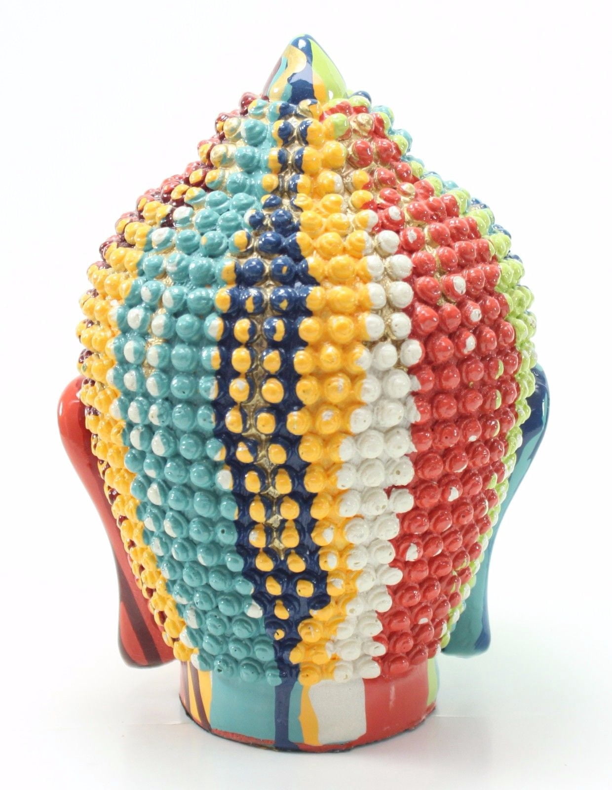 Rainbow 6.5"(H) Colorful Shakyamuni Meditating Buddha Head Figurines Peace Luck Prosperity Statues Home Decor