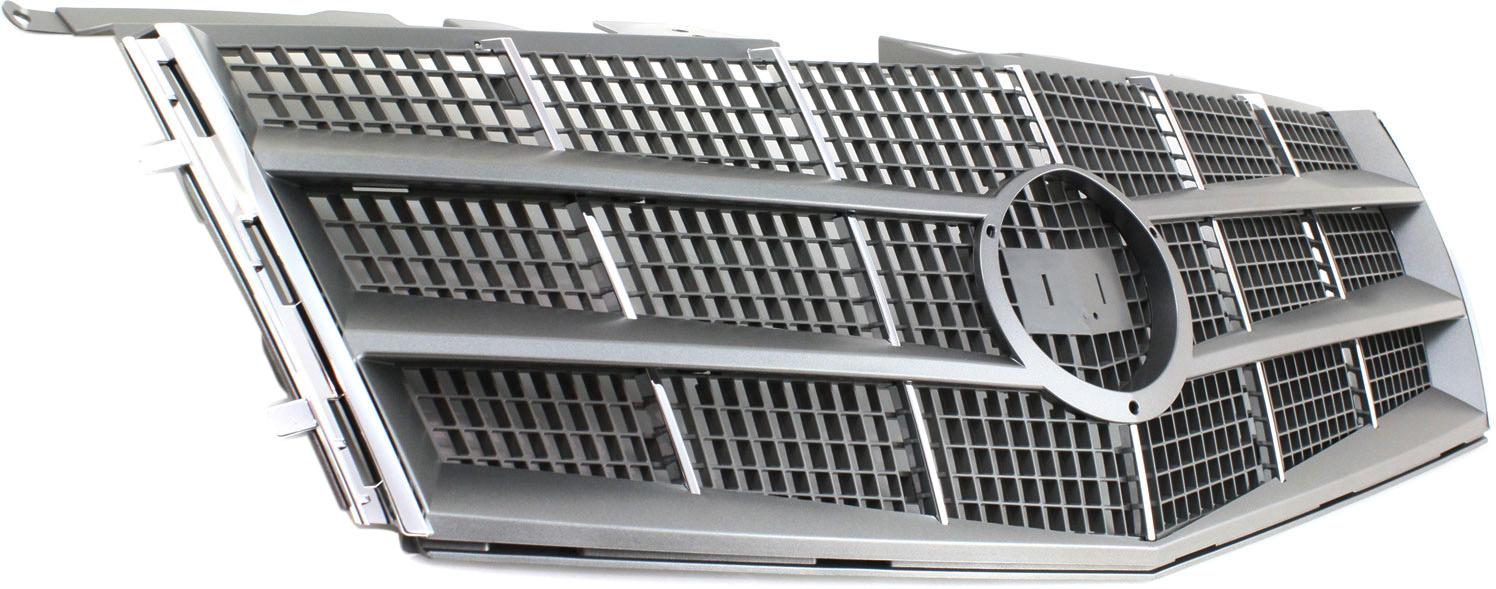 Grille Assembly Compatible With 2008-2011 Cadillac CTS Sedan Coupe Wagon Chrome Shell with Painted Silver Gray Insert