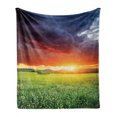 thumbnail image 1 of Nature Soft Flannel Fleece Throw Blanket, Horizon with Dark Storm Cloud Meadow with Sunset View Image Modern Design, Cozy Plush for Indoor and Outdoor Use, 60" x 80", Multicolor, by Ambesonne, 1 of 6