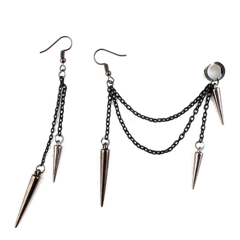 black metal earrings with chain