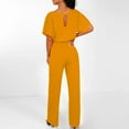 thumbnail image 5 of Leesechin Pants for Women Short Sleeve Playsuit Clubwear Straight Leg Jumpsuit with Belt, 5 of 6