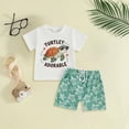 thumbnail image 2 of TOWED22 Toddler Baby Boy Clothes 2 Pieces Dinosaur Truck Print Crewneck Short Sleeve Tee Elastic Waist Shorts Summer Outfits(White,0-6 M), 2 of 5