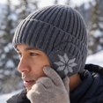 thumbnail image 6 of Voska Thick Knit Maple Leaf Ear Protection Pullover Hat For Men Women Soft Polyester Warm Winter Beanie Stylish Cold Weather Headgear Dark Gray, 6 of 6