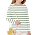 thumbnail image 5 of DxhmoneyHX Girls Striped Long Sleeve Shirts Basic Crew Neck Color Block Tunic Tee Tops Summer Vacation Lounge Blouse Age 3-14 Years, 5 of 8
