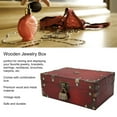 thumbnail image 3 of Treasure Box, Wood Metal Wooden Jewelry Box Large Capacity Exquisite Red Retro Style  for Office, 3 of 8