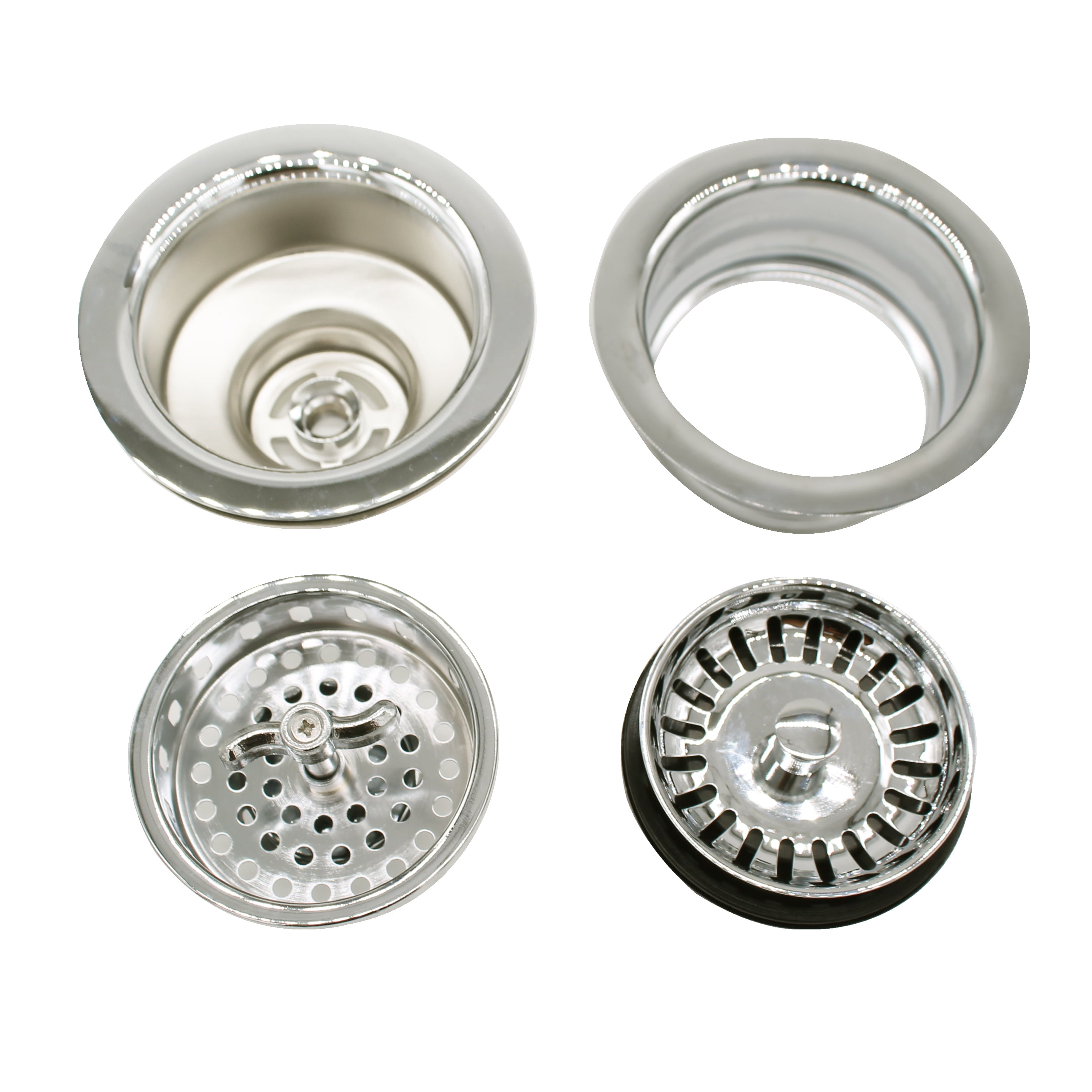 Westbrass COMBO PACK 3-1/2" Kitchen Sink and Waste Disposal Flange Strainers, Polished Nickel