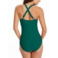 thumbnail image 4 of Csndyce Sexy Women's Deep V One Piece Swimwear Cross-Back Ruched Tummy Control Bathing Suit Female, 4 of 6