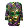 thumbnail image 5 of Jsaierl Womens Mardi Gras Shirts 3/4 Length Sleeve Crewneck Tee Top Funny Mask Graphic Print 2025 Fashion Carnival Party Blouses, 5 of 5