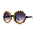 thumbnail image 1 of Large Crowned Rhinestone Round Circle Lens Hippie Diva Sunglasses Black Gold Smoke, 1 of 4