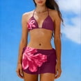 thumbnail image 5 of uublik Women Swimsuits 3 Piece Bikini Set Beach Vacation Bathing Suit with Cover Up Skirt Purple, 5 of 5