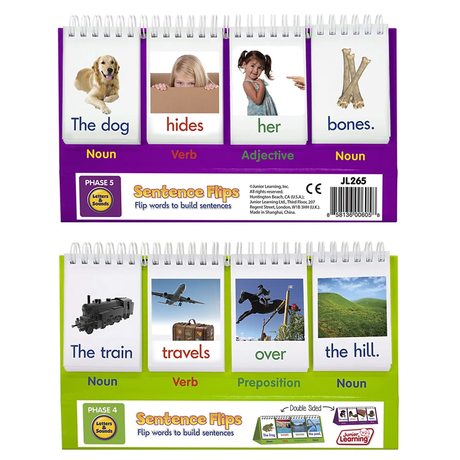 Junior Learning Sentence Flips, Double-Sided Sentence Building Flip Chart, Pack of 3