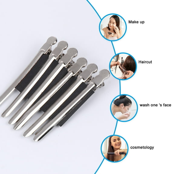 LULULION 12pcs Metal Hair Styling Clips Silver Hair Clips for Women Hairdressing Use