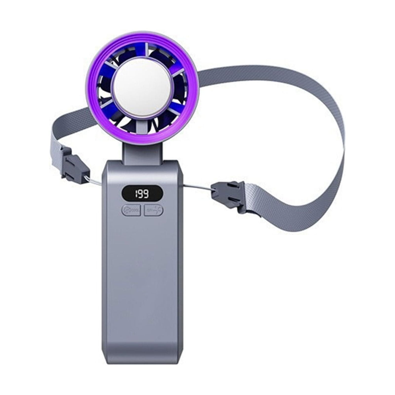 Portable Handheld Fan with Colorful LED Light - Compact USB Rechargeable Fan with 3 Wind Speeds, Ideal for Travel and Beach Use, High-Speed Brushless Motor, Perfect for Hot Summer Days,Gray