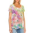 thumbnail image 3 of Chririnla Tie Dye Tunic Tops for Women Plus Size V Neck Daisy Blouses Causal Loose Fit Short Sleeve Swing Top Summer T-shirt Clothing, 3 of 6