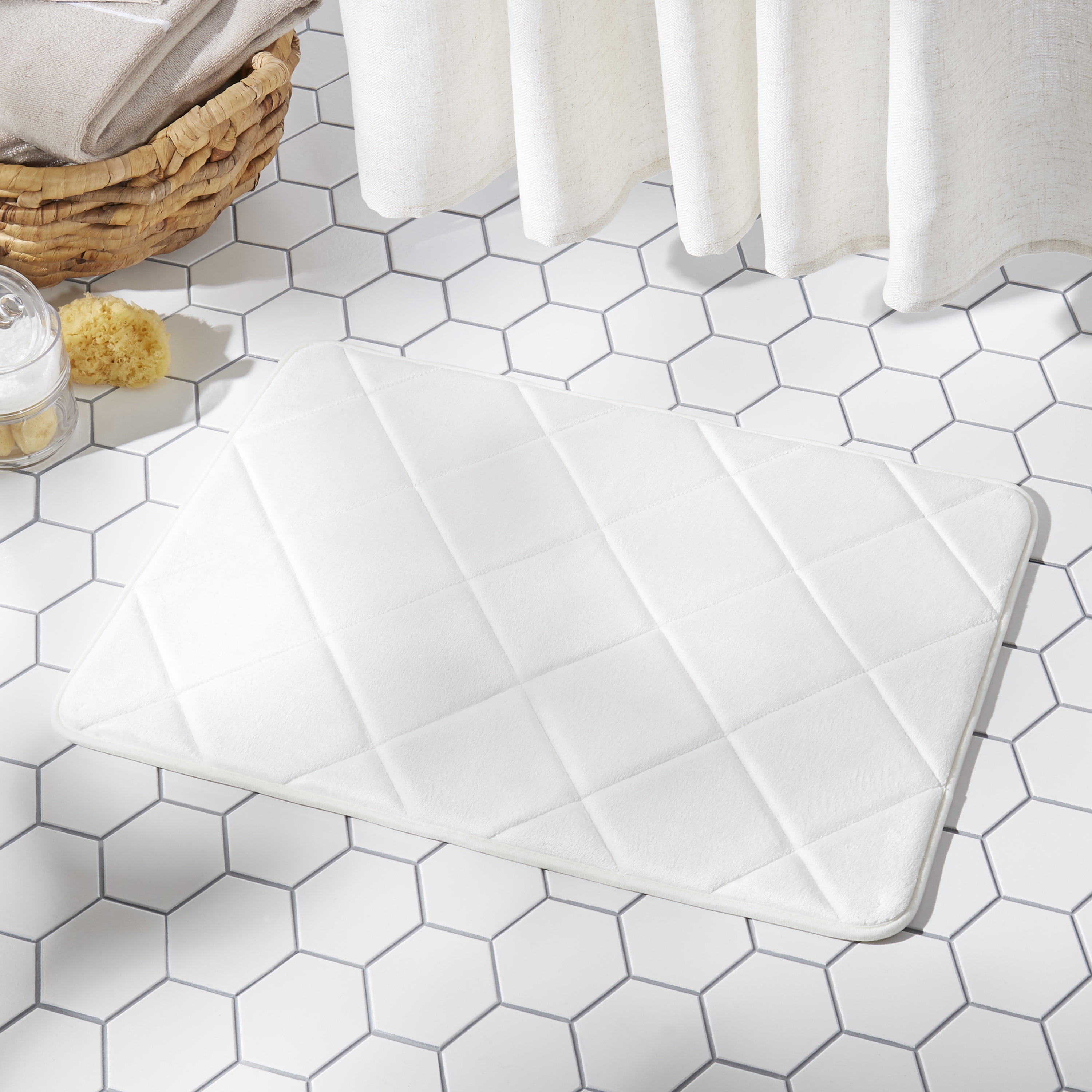 Marble Texture Memory Foam Bath Rugs Non Slip Absorbent Cozy Soft Flannel Bathroom mats 36 x 24
