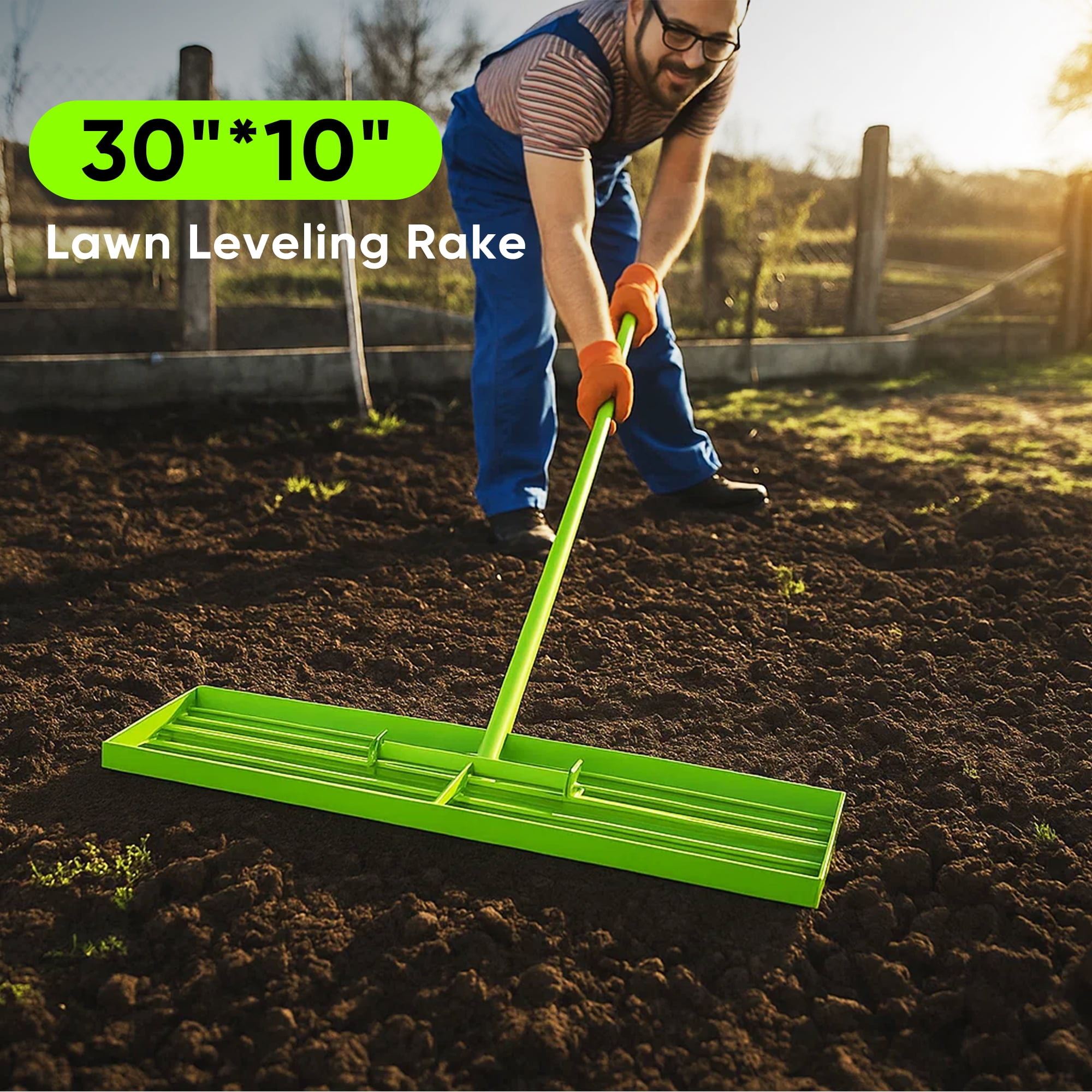 Steelite Lawn Leveling Rake, 30"x10" Heavy Duty Lawn Level Tool with 72 Inch Adjustable Handle ,Lawn Leveler for Soil Grass Golf Field, Professional Lawn Care Tool