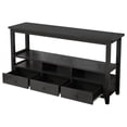 thumbnail image 6 of 3 Tier Vintage Solid Console Table with 3 Drawers and Shelves, Industrial Console Table Coffee Table for Living Room Entry Bedroom Black Color, 6 of 7