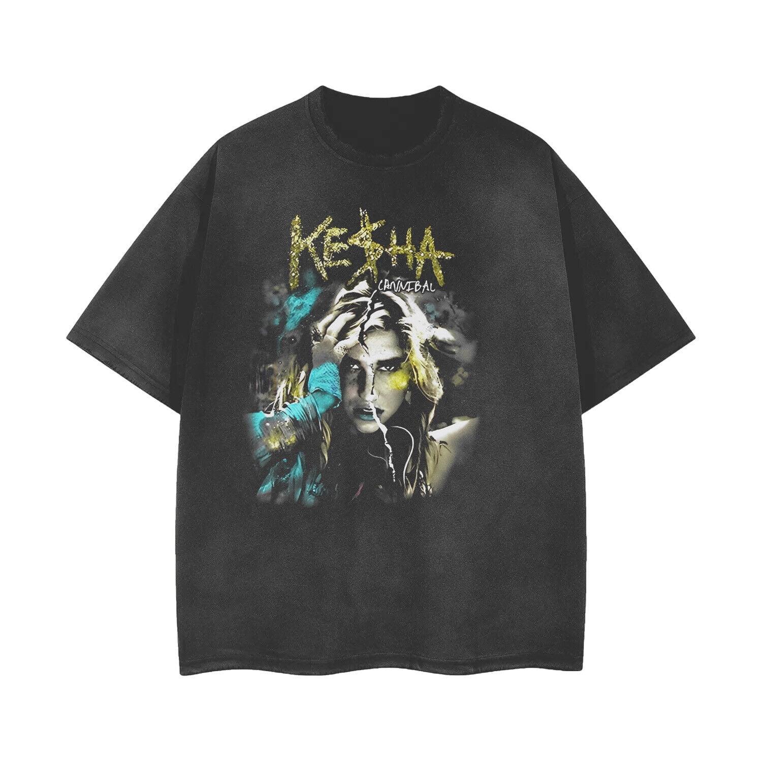 ACID WASHED RIPPED] Kesha 2022 Distressed Vintage Feel T