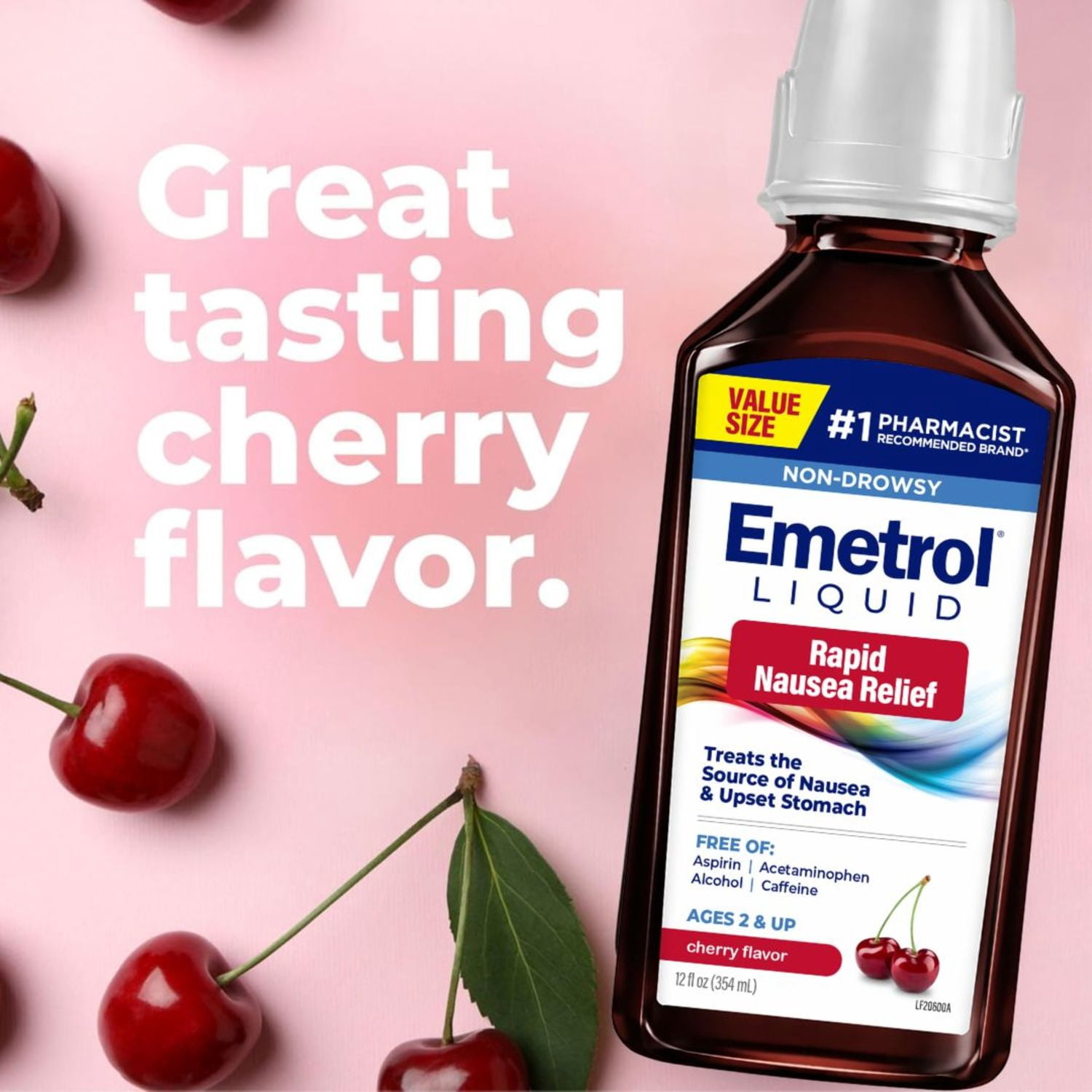Emetrol Nausea and Upset Stomach Relief Liquid Medication, Cherry, Value Size, 12 fl oz