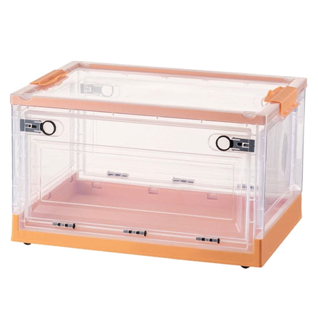 Bacs de Rangement Pliables en Plastique Boîtes de Rangement Pliantes pour Salon Transparent Orange