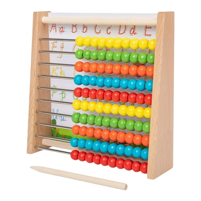 Xuanheng Jouets Mathématiques Montessori 10 Rangées Abaque avec 100 Perles Colorées Jeu de Réflexion Abaque 20.1cmx20.1cmx5.6cm