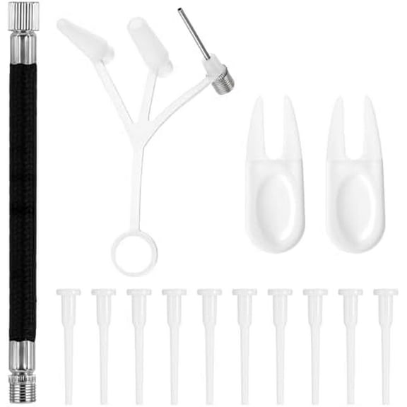 16-Piece Exercise Ball Plug Replacement Kit Exercise Ball Pump Yoga Ball Pump Air Stopper Plug Pin Adapter Kit with Needle for Volleyball Soccer Basketball Fitness Exercise Ball Inflatable Bed