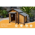 thumbnail image 2 of 45 Inch Solid Wood Dog House, Cozy Outdoor Shelter for Medium & Small Dogs with Lockable Ventilated Door, Waterproof Insulated Felt Roof & Charming Design, 2 of 8