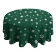 thumbnail image 4 of Green Christmas Snowflake Pattern Round Tablecloth 60"x60",Wrinkle Wipeable Table Cloth for Kitchen Dining Room Picnic Patio Party, 4 of 6
