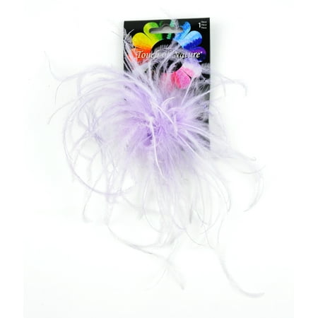 Set of 3 Lavender Colored Ostrich Fluffy Clips 4