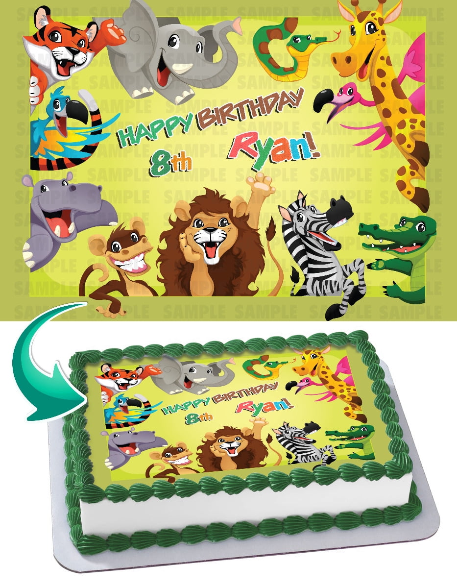 Details about   1ST BIRTHDAY BOYS JUNGLE ANIMALS PERSONALISED 7.5 INCH EDIBLE CAKE TOPPER C235G
