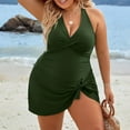 thumbnail image 5 of Swimwear for Women Plus Size Deep V Slit with Exposed Back Bathing Suit Solid Sexy Swimsuit, 5 of 8