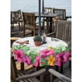 thumbnail image 2 of Outdoor Tablecloth with Umbrella Hole for Patio/Picnic/Party/Camping, Tropical Spring Waterproof Table Cloth Round Cover Washable, Floral Leaves Butterflies Gray Wooden (Dia 60"), 2 of 8