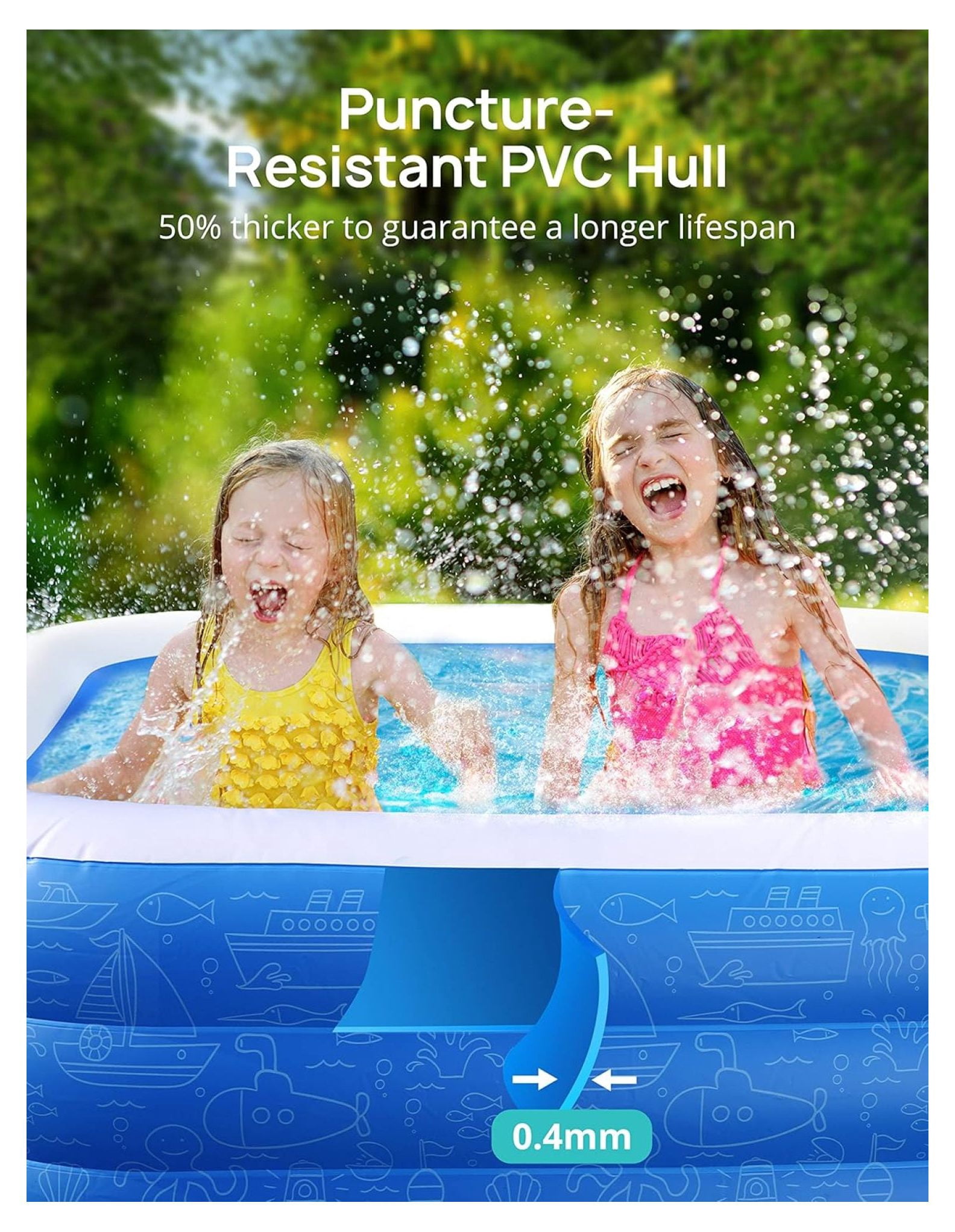 Inflatable Pool, 92''×56''×20'' Inflatable Swimming Pool for Summer Water Party BPA-Free Above Ground Blow Up Kiddie Pool Ball/Sand Pit,Backyard Outdoor Indoor Age 3+