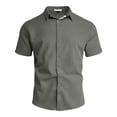 thumbnail image 4 of Stamzod Mens Button Up Shirts Short Sleeve Summer Turndown Casual Shirts Beach Vacation Hawaiian Shirt for Men Gray-2 XXXL, 4 of 6