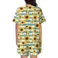 thumbnail image 3 of Lsque White Blue Striped Sunflower Women's Short-Sleeved Pajama Set - 2 Piece Soft and Lightweight Sleepwear Set-3X-Large, 3 of 9