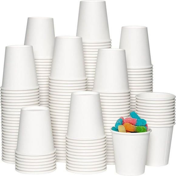 CHUANK Gobelets en Papier Jetables pour Café 12 oz Gobelets pour Boissons Chaudes Froides Gobelets Épaissis pour Rince-Bouche Gobelets Blancs pour Salle de Bain Idéal pour Voyage Maison Bureau Pique-Nique (Lot de 100)