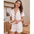 thumbnail image 4 of EKOUAER Womens Ribbed Knit Pajama Set Short Sleeve Soft Comfy Pj Set 2 Piece Lounge Set with Pockets Sleepwear, 4 of 6