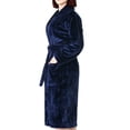 thumbnail image 2 of Cotton Paradise Mens and Womens Robe, Warm Fleece Unisex Bathrobes, Soft Plush House Robes, X Small-Small, Navy Blue, 2 of 7