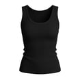 thumbnail image 4 of Fabrcox Ribbed Tank Tops for Women Sleeveless Square Neck Women Summer Tank Tops Stretch Wide Strap Lightweight Hiking Fitted Basic Undershirts Women Black XXL, 4 of 6
