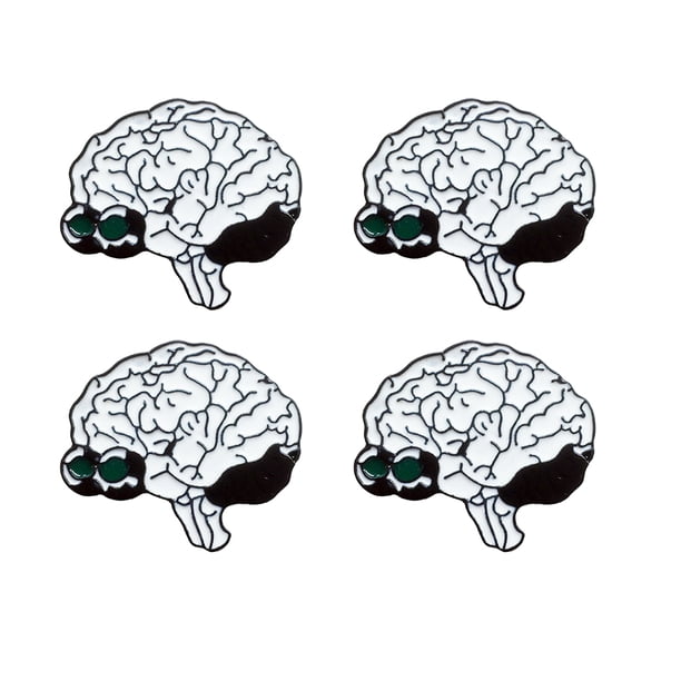 4 broches divertidos: broche de cerebro humano, accesorio de moda, broches decorativos para ropa infantil, broche de aleación con forma de cerebro.