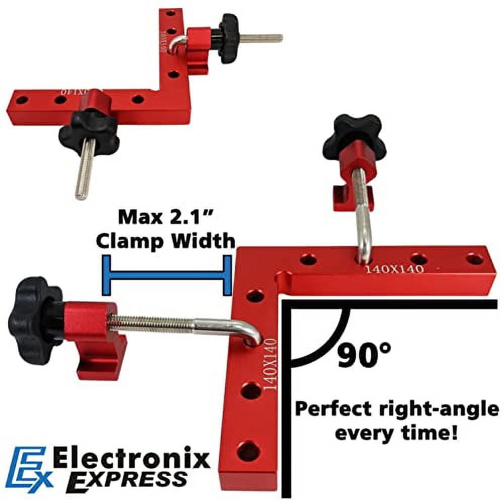 90 Degree Positioning Squares with 4 Clamps, 5.5" x 5.5" Sturdy Aluminum Alloy L-Type Right Angle Corner Clamp for Picture Frame Box, Cabinets, Drawers, Woodworking or Welding