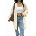thumbnail image 2 of Long Sleeve Cable Knit Long Cardigan for Women Fall Winter Chunky Open Sweaters White XL, 2 of 8