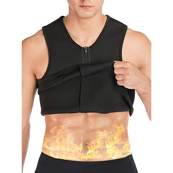 SAYFUT Neoprene Sauna Suit for Men Waist Trainer Vest Zipper Body Shaper Waist Trainer Cincher Compression Shapewear