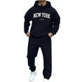 thumbnail image 2 of PNTUTB Men's 2 Piece Casual Outfits Long Sleeve Pullover Sweatshirt Tracksuit Letter Print Sweatsuit Set, 2 of 6