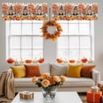 thumbnail image 4 of Thanksgiving Pumpkin Valances for Windows, 42 x 18in, Gnome Fall Flower Maple Leaf Rod Pocket Kitchen Valance Curtain Light Filtering Window Treatments for Living Room Bedroom, 1 Panel, 4 of 7