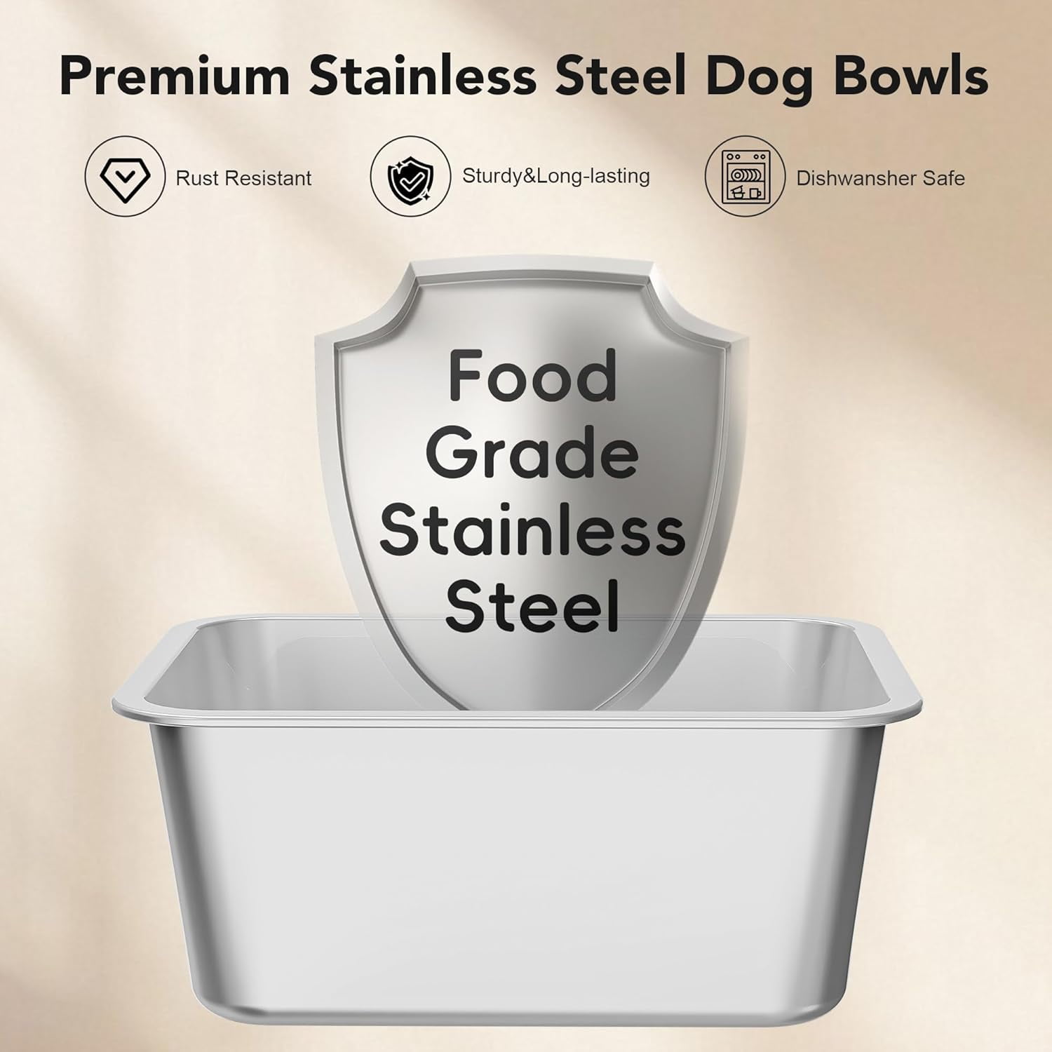 10L Stainless Steel Dog Water Bowl, No Spill Anti-Splash Dog Bowls with XXL Silicone Mat, Spill-Proof Slow Feeder for Messy Drinkers, Heavy Duty Pet Bowls for Indoor/Outdoor Use Black